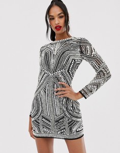 Облегающее платье мини с пайетками и искусственным жемчугом ASOS EDITION-Черный
