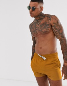Короткие оранжевые шорты для плавания ASOS DESIGN-Бежевый