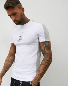 Облегающая футболка колор блок с логотипом \Dark future\" ASOS DESIGN-Мульти