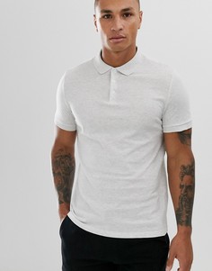 Белое трикотажное поло ASOS DESIGN-Серый