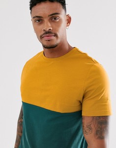 Зеленая футболка из органического хлопка с контрастной кокеткой ASOS DESIGN-Зеленый