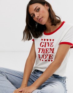 Футболка с надписью \give them love\" Monki-Мульти