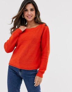 Джемпер с пуговицами на плече Vila-Красный