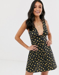 Сарафан на пуговицах с цветочным принтом ASOS DESIGN-Мульти