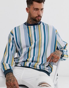 Свободный свитшот в полоску ASOS DESIGN-Синий