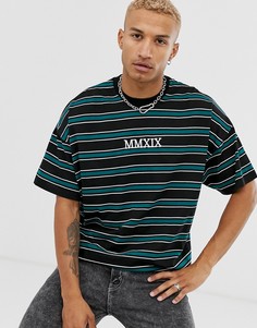 Oversize-футболка с вышивкой ASOS DESIGN-Черный