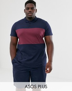 Темно-синяя футболка-поло со вставкой ASOS DESIGN Plus-Темно-синий