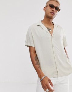 Свободная светло-бежевая рубашка из вискозы ASOS DESIGN-Кремовый
