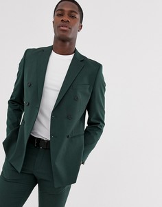 Зеленый узкий двубортный пиджак Selected Homme