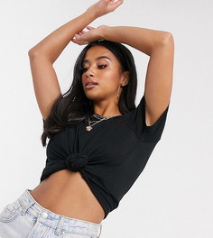 Черная футболка из органического хлопка с круглым вырезом ASOS DESIGN Petite ultimate-Черный