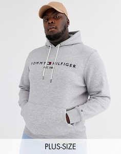 Серый меланжевый худи с логотипом Tommy Hilfiger Big & Tall