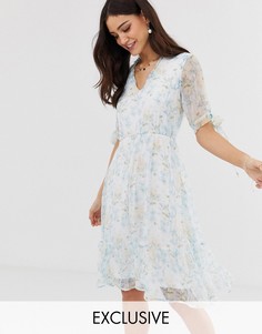 Полупрозрачное платье мини с цветочным принтом акварельной расцветки Y.A.S-Мульти