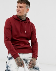 Бордовый худи удлиненного кроя ASOS DESIGN-Красный