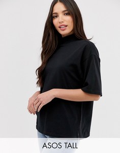 Черная футболка с высоким воротом ASOS DESIGN Tall-Черный