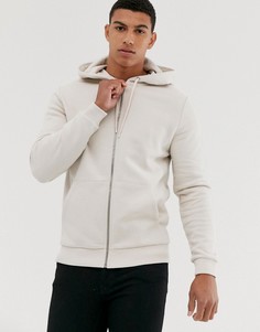 Худи бежевого цвета на молнии ASOS DESIGN Meeko-Бежевый