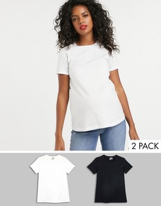 Футболка из органического хлопка с круглым вырезом ASOS DESIGN Maternity - Набор из 2 шт. со скидкой-Мульти