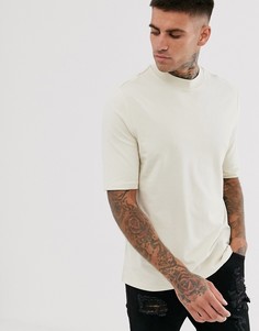 Бежевая строгая облегающая футболка из органического хлопка ASOS DESIGN-Бежевый