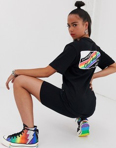Черная футболка с принтом в разноцветную полоску Converse Pride-Черный