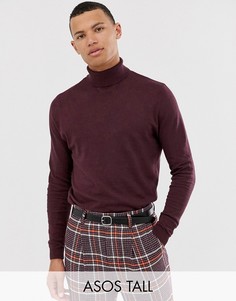 Бордовая хлопковая водолазка ASOS DESIGN Tall-Красный