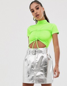 Боди со сборками и вырезом спереди ASOS DESIGN-Зеленый