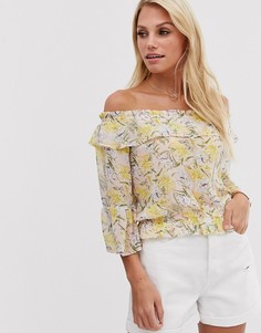 Мягкий топ с открытыми плечами и цветочным принтом Vila-Розовый