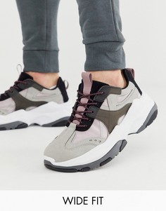 Кроссовки для широкой стопы на толстой подошве ASOS DESIGN-Серый