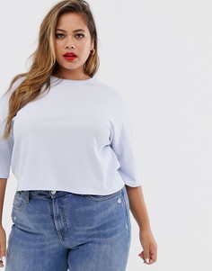 Синяя свободная футболка в рубчик ASOS DESIGN Curve-Синий