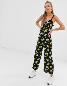 Черный комбинезон с принтом фруктов Bershka