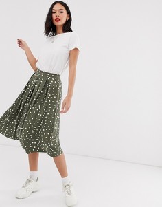 Юбка миди в горошек со складками ASOS DESIGN-Мульти