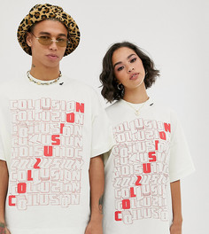 Футболка с принтом COLLUSION Unisex-Белый