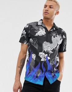 Черная рубашка с принтом River Island-Черный