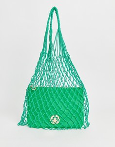 Зеленая сетчатая сумка с кожаным клатчем Hill and Friends - Happy-Зеленый