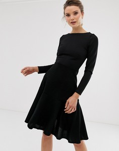 Платье с длинными рукавами и оборкой Closet-Черный
