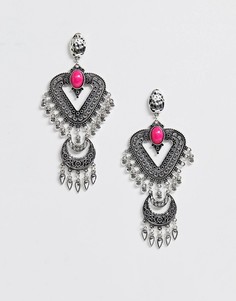 Серебристые серьги-подвески с отделкой ASOS DESIGN-Серебряный