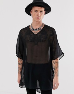 Черная прозрачная рубашка-кимоно в стиле oversize без застежек ASOS DESIGN-Черный