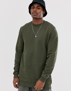 Удлиненный свитшот цвета хаки ASOS DESIGN-Зеленый