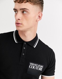 Футболка-поло с логотипом на груди Versace Jeans Couture-Черный