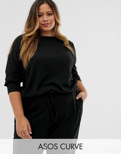Комбинируемый топ для дома с длинными рукавами ASOS DESIGN Curve-Черный