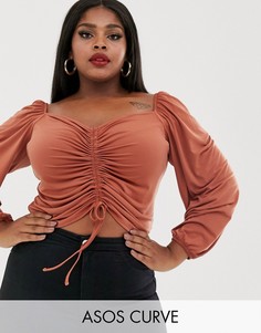 Топ с квадратным вырезом и присборенной отделкой ASOS DESIGN Curve-Мульти