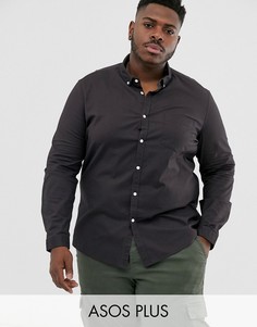 Черная оксфордская рубашка узкого кроя ASOS DESIGN Plus-Черный