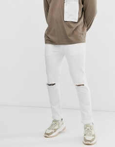 Белые джинсы скинни с рваными коленями ASOS DESIGN-Белый
