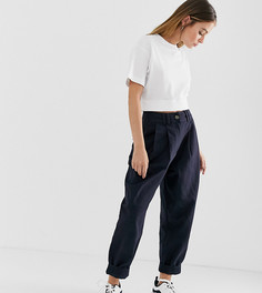 Широкие брюки со складками ASOS DESIGN Petite-Темно-синий