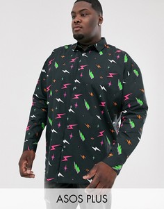 Oversize-рубашка с принтом молний ASOS DESIGN Plus-Черный