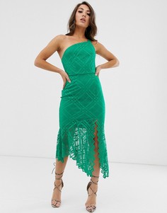 Кружевное платье миди на одно плечо ASOS DESIGN-Мульти