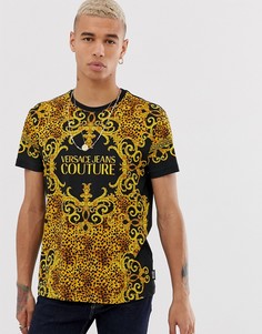 Футболка с леопардовым принтом Versace Jeans Couture-Золотой