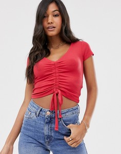 Футболка в рубчик со сборками AllSaints rina-Красный