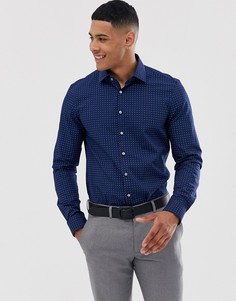Приталенная рубашка в горошек Calvin Klein Bari-Темно-синий