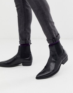 Черные ботинки челси из искусственной кожи на кубинском каблуке ASOS DESIGN-Черный