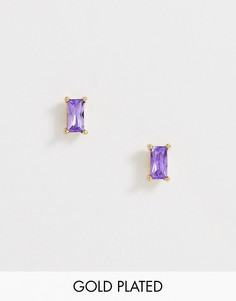 Позолоченные серьги-гвоздики с аметистами Orelia-Золотой