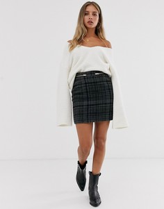 Мини-юбка в клетку с двумя молниями ASOS DESIGN-Мульти
